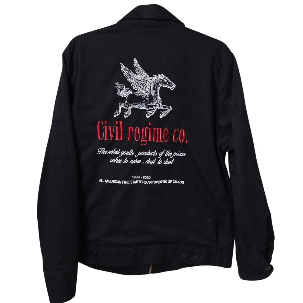 Civil Regime Rebel Youth Black Zip Up Jacket Mens Size Large